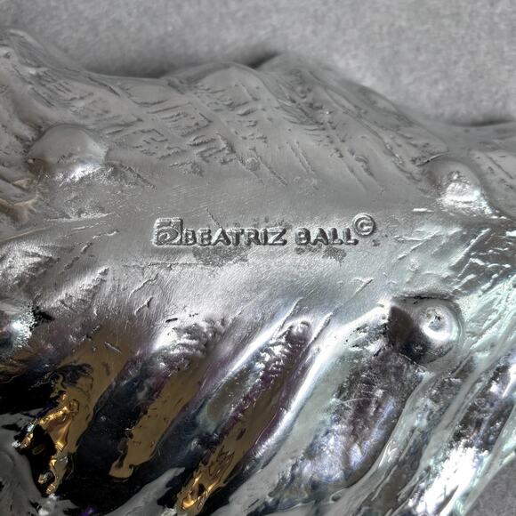 Beatriz Ball Autumn Leaf Platter Bowl Holiday Entertain Serving Party Silver - Picture 7 of 7